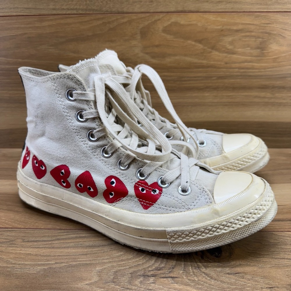 Comme Des Garcons Play Converse Mens 8 White High Top Sneakers
